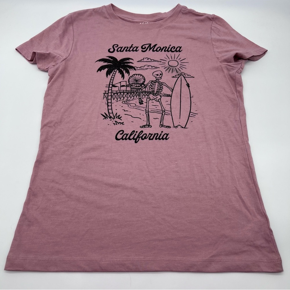 Aeropostale Classic Crew Short Sleeve Tee in Mauve Pink/Black Print- Size L